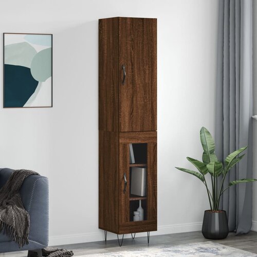 VidaXL Visoka omara rjavi hrast 34,5x34x180 cm inženirski les Slike