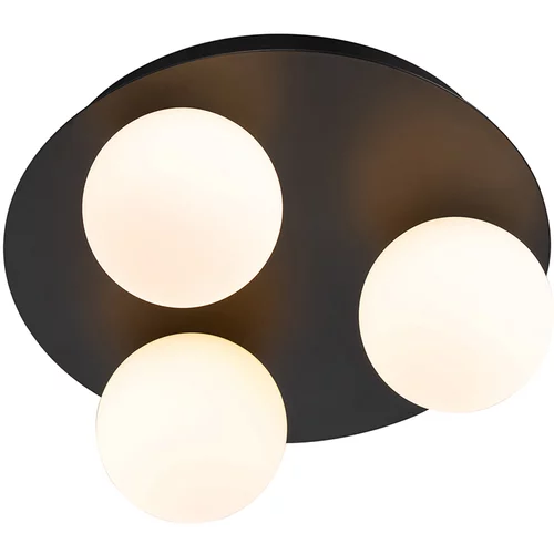 QAZQA Moderna kopalniška stropna svetilka črna 3 luči - Cederic