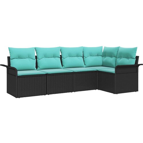  Sjedeća garnitura za vrt 5 kom. Crna poliratan 242,5 x 132,5 x 69 cm Slike