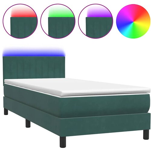 Maison Chic Box spring postelja - Vzmetna postelja z vzmetnico temno zelena 80x220 cm žamet SL18395, (21893940) Slike