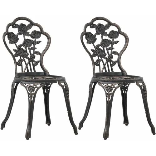 Bistro stolice 2 kom brončane od lijevanog aluminija