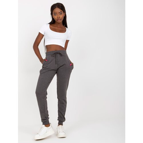 BASIC Feel Good Dark gray classic basic tied sweatpants Cene