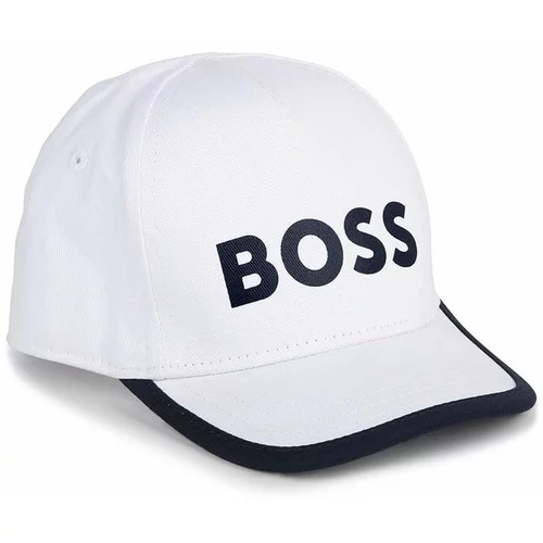 Boss Pamučna kapa sa šiltom za bebe boja: bijela, s tiskom