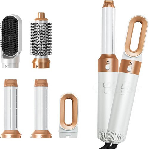 Venisymlis Nadgrajen 5-V-1 Glavnik Za Sušenje Las Z Glavnikom Straight Curling Wand - Bel, (22126893) Cene