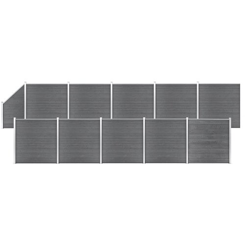 vidaXL WPC ograjni paneli 10 kvadratnih + 1 poševni 1830x186 cm sivi Cene