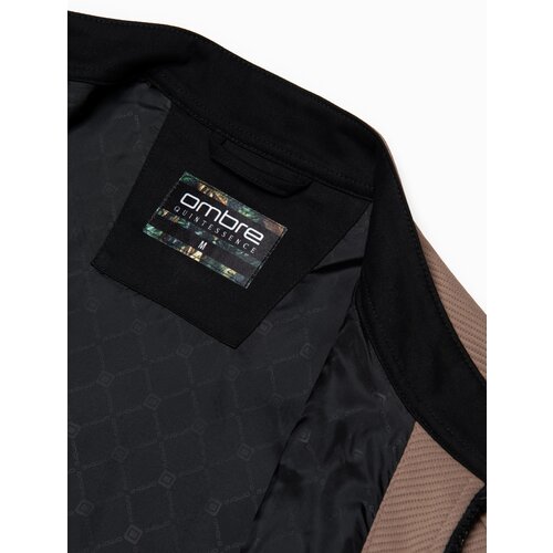Ombre Men's BIKER jacket in structured fabric - light brown Cene
