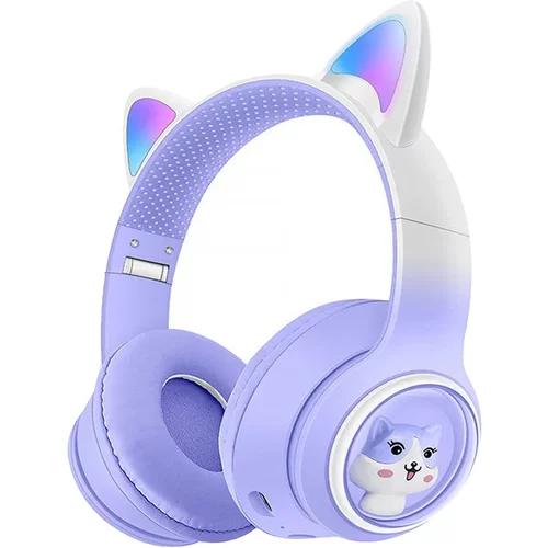  Aku. LED RGB brezžične igralne slušalke z mačjimi ušesi + mikrofon