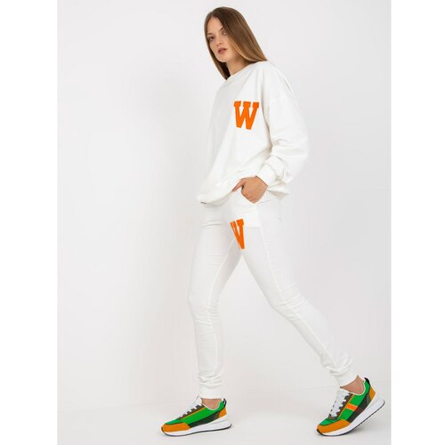 Fashion Hunters White tracksuit set with a sweatshirt without a hood Cene