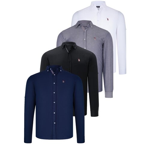 Dewberry QUAD SET G674 MENS SHIRT-BLACK-WHITE-NAVY BLUE-DENIM BLUE Cijene