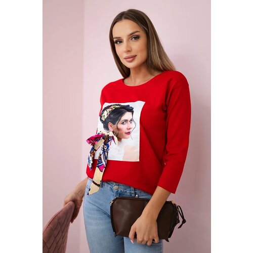 Kesi Blouse with graphics and a colorful bow 3D red Cijene