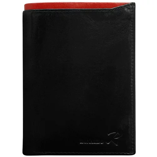 Fashion Hunters Men's black leather wallet with a red module