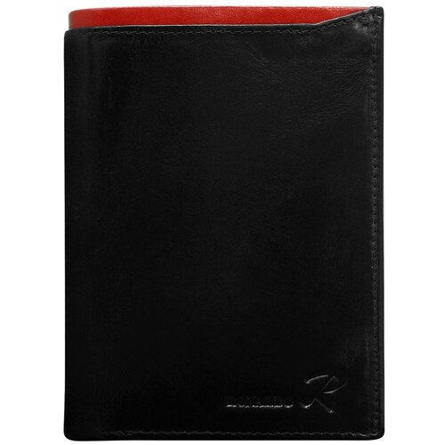 Fashion Hunters Men's black leather wallet with a red insert Cene