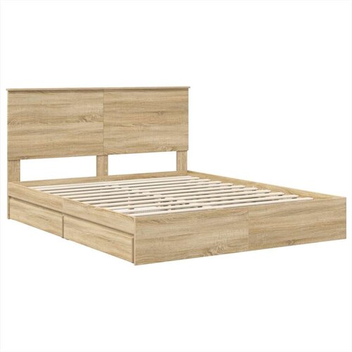  Krevet s od storage Sonoma hrast 160 x 200 cm Konstruirano drvo Slike