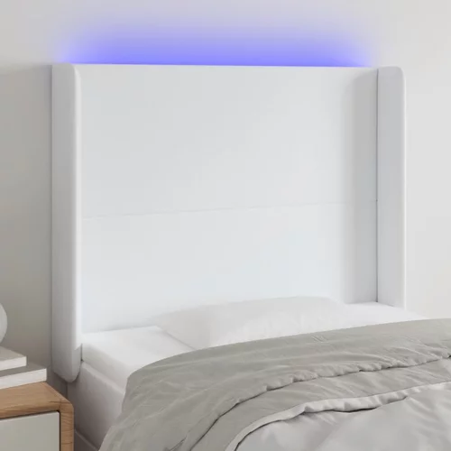 vidaXL LED uzglavlje bijelo 103x16x118/128 cm od umjetne kože