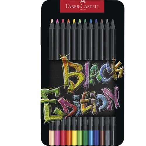 Faber-Castell Faber-Castell: Black Edition set olovaka u boji od 12 komada u metalnoj kutiji Cene