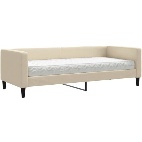  Dnevni krevet s madracem krem 80 x 200 cm od tkanine Slike