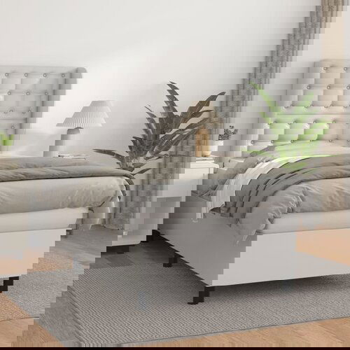 VidaXL Krevet s oprugama i madracem bijeli 90 x 190 cm od umjetne kože Slike