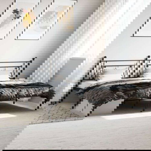 Metalni okvir za krevet s uzglavljem crni 200x200 cm Cijene