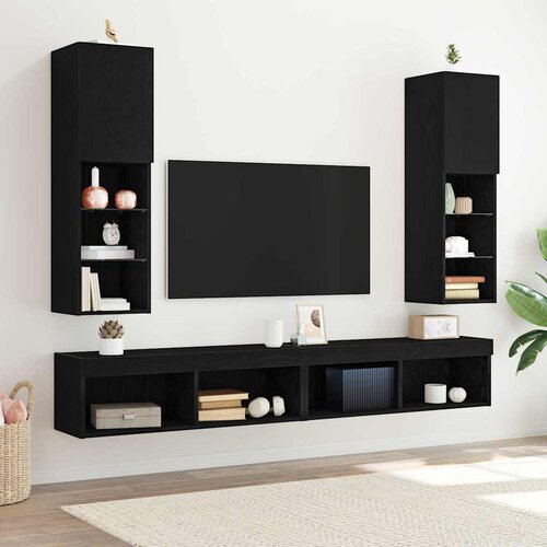  Set TV komoda Zidne 2 pcs Crni hrast 30,5 x 30 x 102 cm Cijene