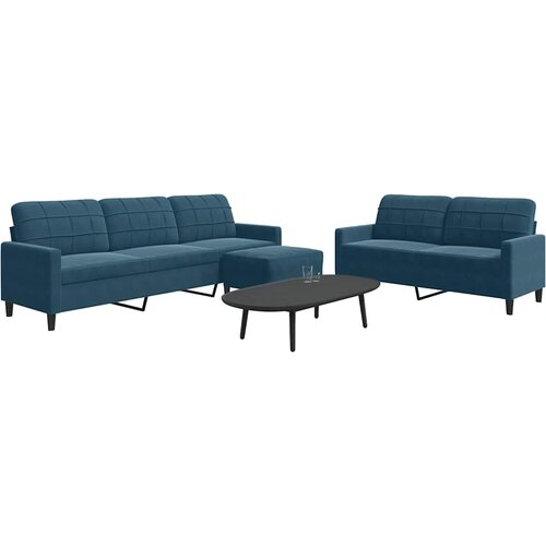  3-dijelni set sofa s jastucima plavi bar&scaron;unasti Cijene