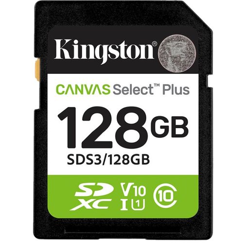 Sd card Kingston 128 GB S3/128GB Class10 Canvas Select Plus adapter100MBs Read,Class 10 UHS-I Slike