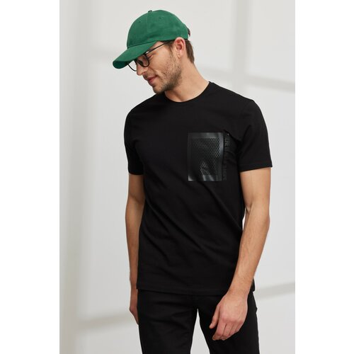 Altinyildiz classics Men's Black Slim Fit Slim Fit Crew Neck Short Sleeved Cotton Printed T-Shirt. Slike