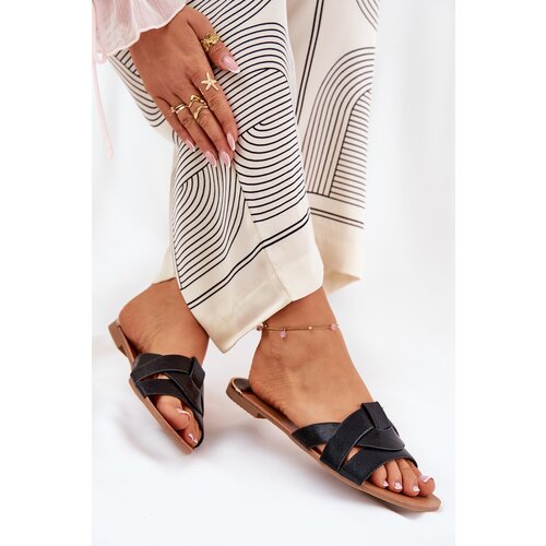 Boto Flat Women&amp;#039;s Slippers With Intertwining Straps Black Selaenor Slike