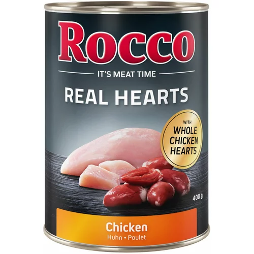 Rocco Ekonomično pakiranje: Real Hearts 24 x 400 g - Piletina sa cijelim pilećim srcima
