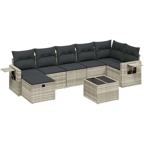  8-dijelni set vrtnih sofa od poliratana s jastucima svjetlosivi Slike