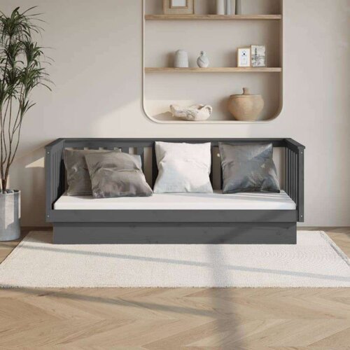  Dnevna postelja siva 90x190 cm trdna borovina, (20723788) Slike
