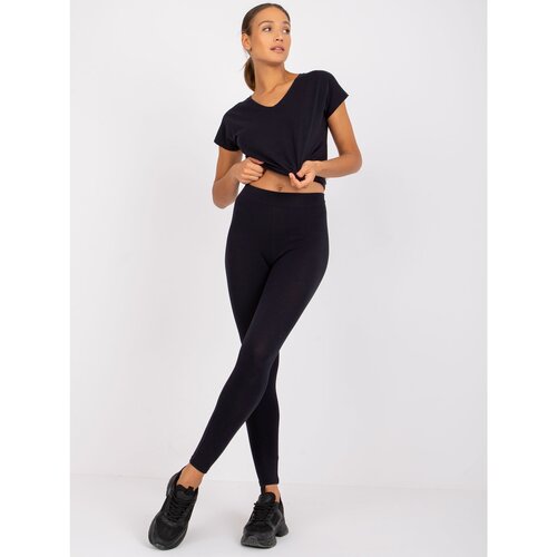 Fashion Hunters Navy blue women&amp;#039;s cotton leggings from Brigitte Slike