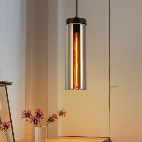 Nettlife viseča svetilka za jedilno mizo iz mat črnega stekla Retro 1 plamen E27, (22123047) Cene