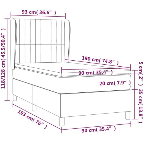  Krevet s oprugama i madracem smeđesivi 90x190 cm od tkanine Slike
