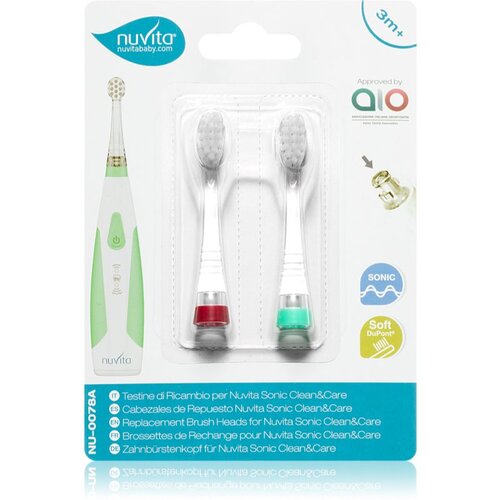 Nuvita Sonic Clean&Care Replacement Brush Heads zamjenske glave za soničnu zubnu četkicu na baterije za bebe Sonic Clean&Care Medium Red/Green 2 kom Cijene