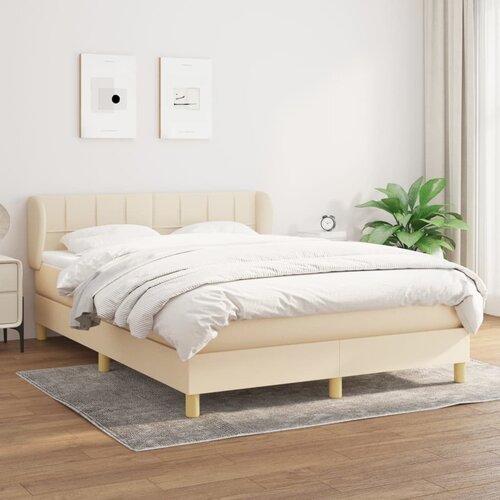  The Living Store Box spring postelja z vzmetnico krem 140x190 cm blago - Box Spring Postelja, (21514555) Slike