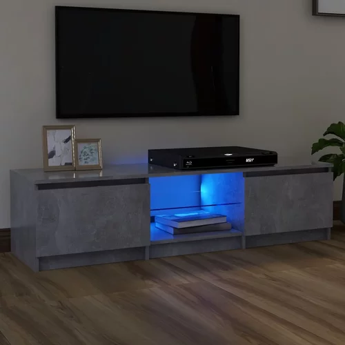 TV ormarić s LED svjetlima siva boja betona 140 x 40 x 35,5 cm