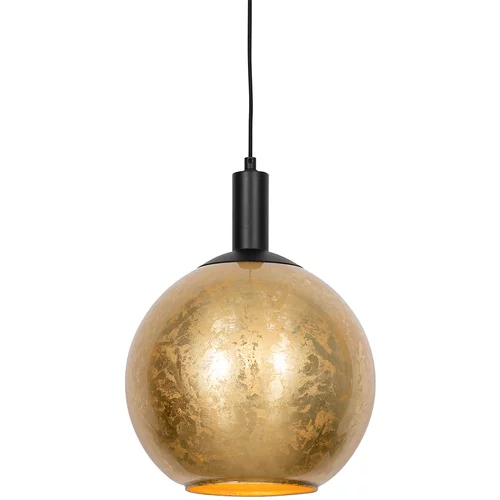 QAZQA Dizajnerska viseča svetilka črna z zlatim steklom - Bert