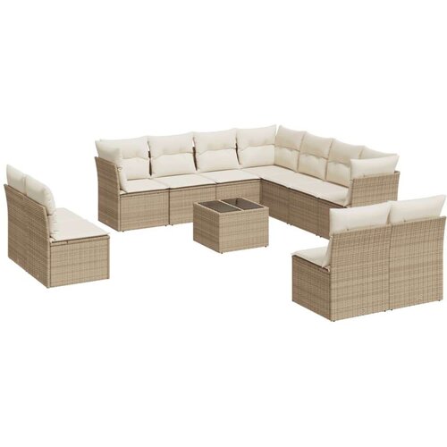 vidaXL 12-dijelni set vrtnih sofa od poliratana s jastucima bež Cene