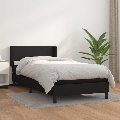 The Living Store Box spring postelja z vzmetnico črna 90x200 cm umetno usnje - Box Spring Postelja, (21519903) Cene