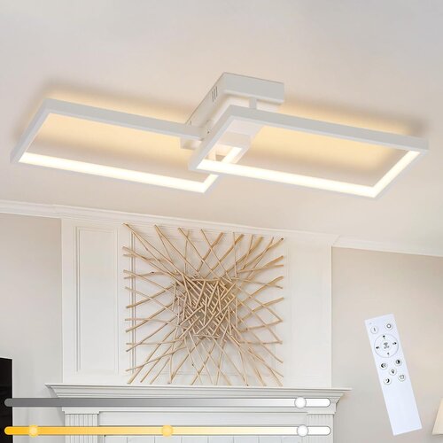 Nettlife LED stropna svetilka bela kovina 48W 80CM moderna zatemnljiva svetilka za dnevno sobo s pravokotno zasnovo za otroško sobo, kuhinjo, (22111106) Cene