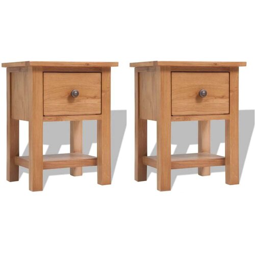 vidaXL Nočna omarica 2 kosa 36x30x47 cm trdna hrastovina Cene