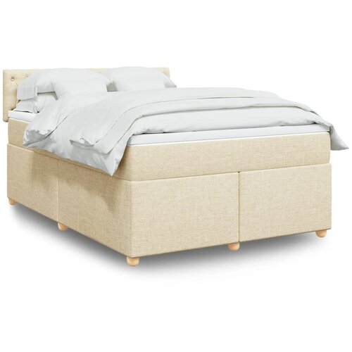 VidaXL Box spring postelja z vzmetnico krem 160x200 cm blago Slike