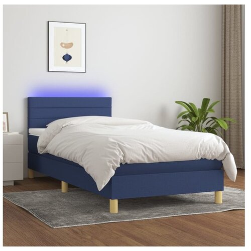 vidaXL Box spring s madracem LED plavi 80 x 200 cm od tkanine Cijene