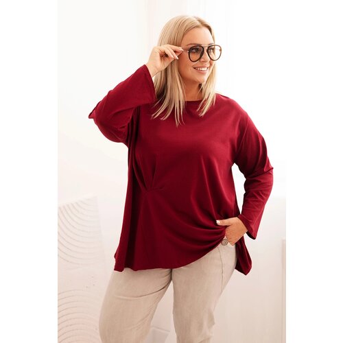 Kesi Włoski Women&amp;#039;s Plus Size blouse with cotton, featuring a pocket and rolled sleeves kiwi Slike