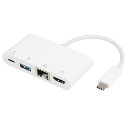 E-green Adapter USB 3.1 tip C (M) - HDMI + USB3.0 + RJ45 + tip C (F) beli Cene