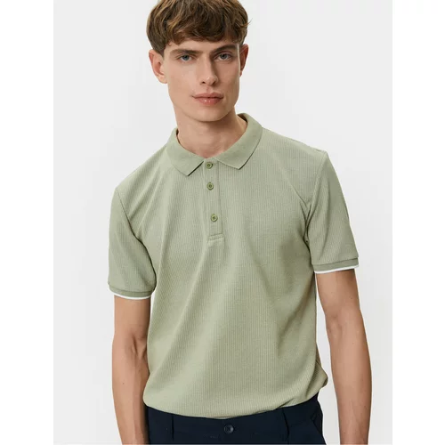 Koton Collared T-Shirt Buttoned Textured Short Sleeve Piping