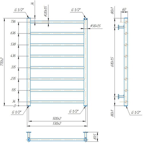  Kupaonski radijator za pe&amp;scaron;kire INOX FLAT 163W/230V 77x53 cm inox/bela Slike