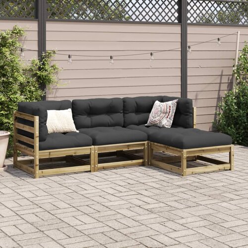 4-dijelni set vrtnih sofa s jastucima od impregnirane borovine Slike