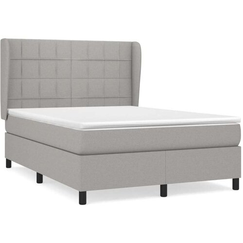  Krevet s oprugama i madracem svjetlosivi 140x190 cm od tkanine Slike