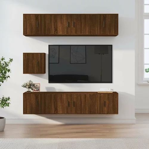  7-dijelni set TV ormarića boja smeđeg hrasta konstruirano drvo